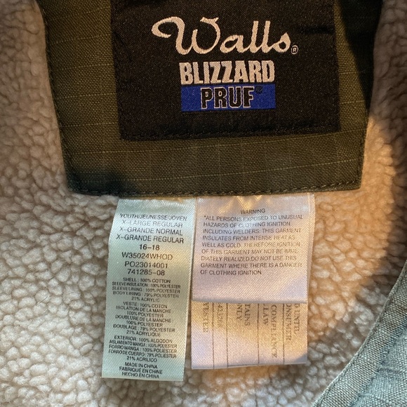 Walls Blizzard PRUF Sherpa Lines Green Canvas Hooded Jacket: Size Extra … - Picture 10 of 10